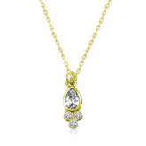 Collier femme solitaire goutte de rosée en argent et or